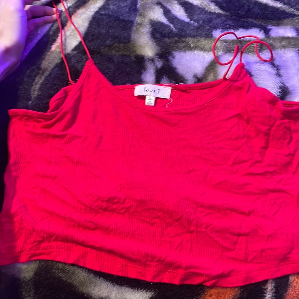 Large, red cropped tank top